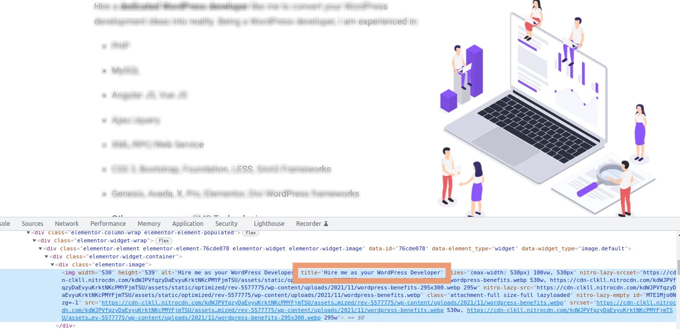 Adding the Title Tag to Image in Elementor