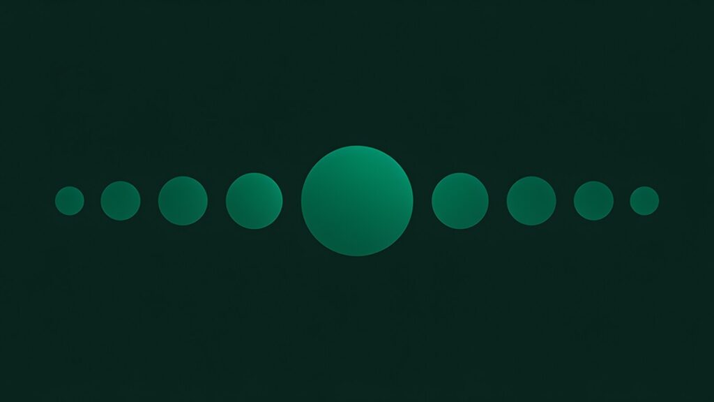 Abstract graphic of circles swelling toward the centre, representing a traffic peak absorbed